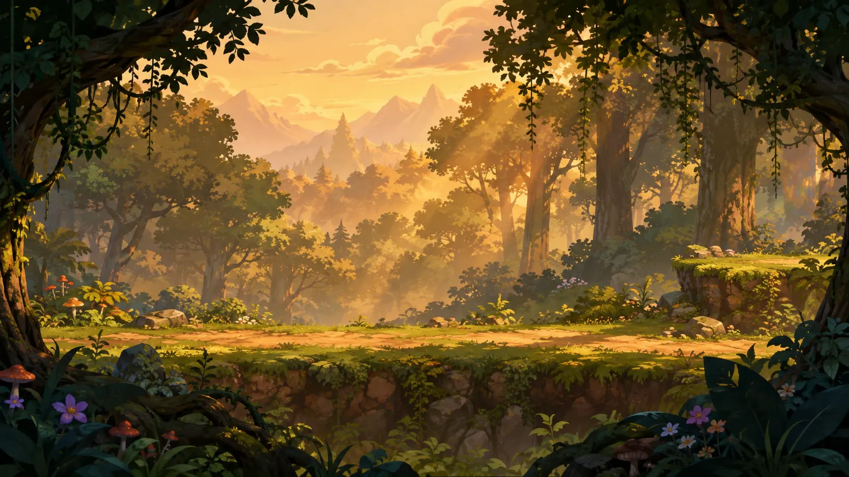2D 횡스크롤 게임을 위한 4단 패럴랙스 배경 프롬프트 대표 이미지